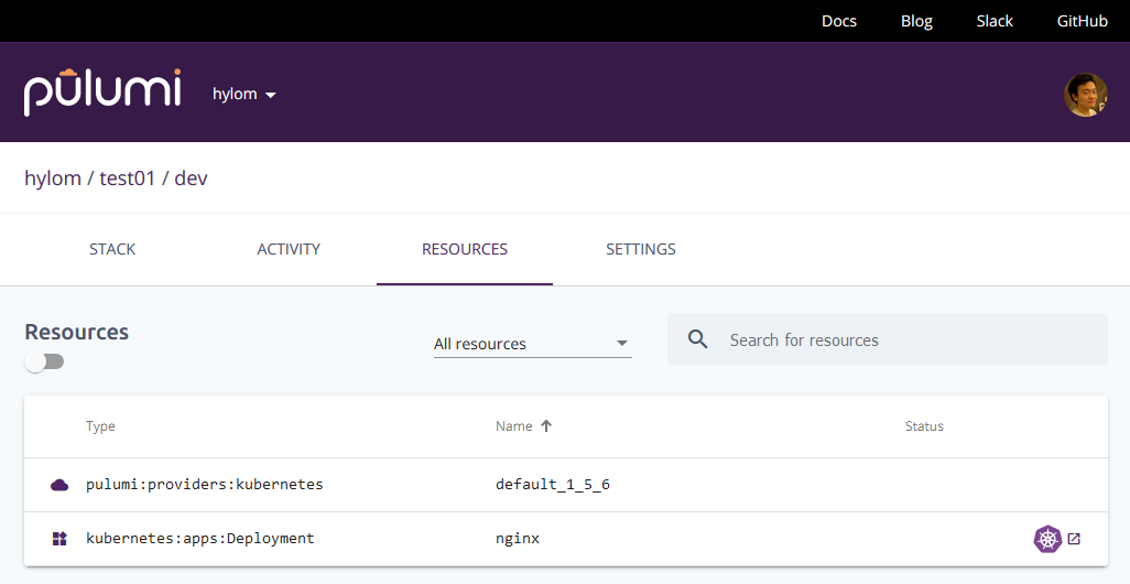 図8 「RESOURCES」タグでは作成されているリソースの情報を確認できる