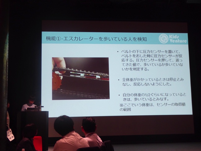 機能①エスカレーターを歩いている人を検知。