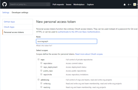 図16 「New personal access token」画面