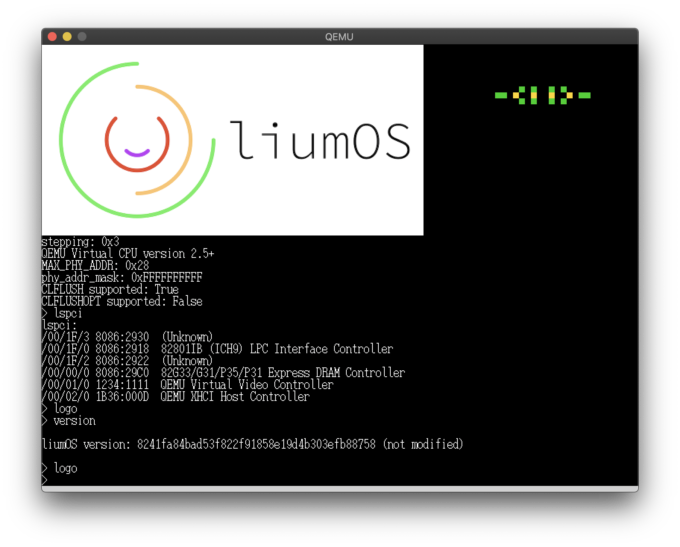 QEMU上で起動するliumOS