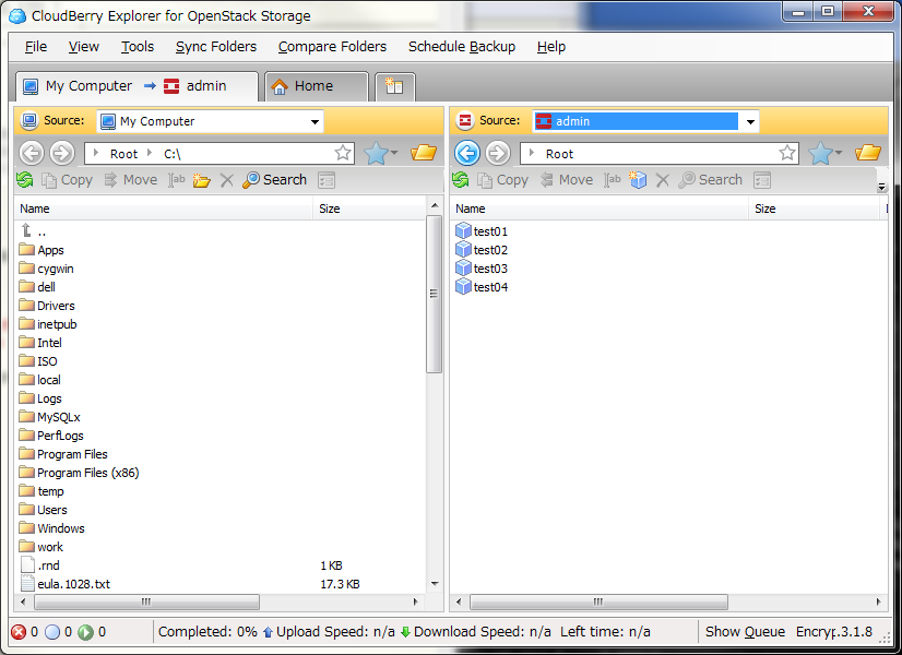 図6 CloudBerry Explorer for OpenStack Storage
