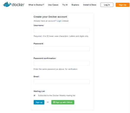 図3 Docker Hubのアカウント作成画面