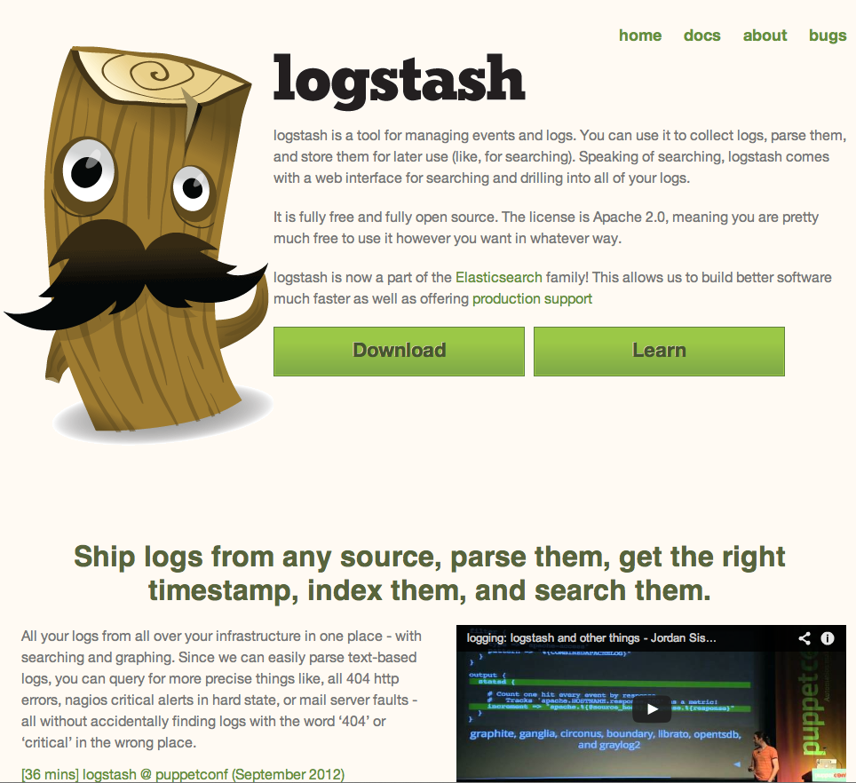 図1 LogstashのWebサイト