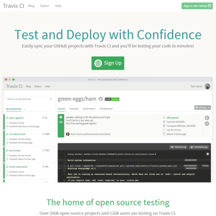 図1 Travis CIのトップページ