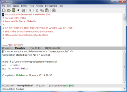 図8 makeコマンドが呼び出されビルドが行われる