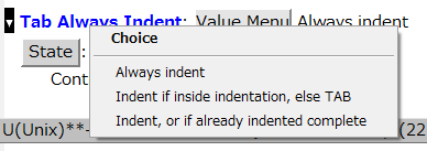 図7 「Value Menu」ボタンを押すとメニューがポップアップ表示されて値を指定できる