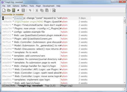 図21 Magitのコミットログ一覧表示画面
