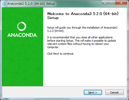 図2 AnacondaのWindows版インストーラ