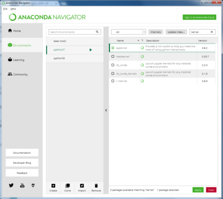 図35 Anacondaで各環境ごとに「ipykernel」と「nb_conda_kernels」をインストールしておく