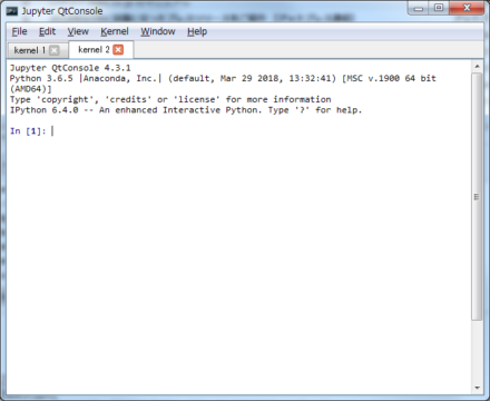 図13 Qt Consoleでは複数のタブで同時にIPythonシェルを実行できる