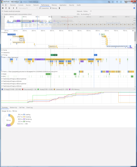 図7 どのタイミングでどのような処理が行われているかを「Performance」タブで確認できる