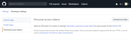 図15 「Personal access tokens」画面