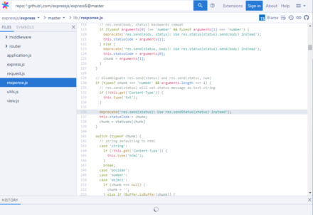 図30 sourcegraph.com上で任意のソースコードを閲覧することも可能