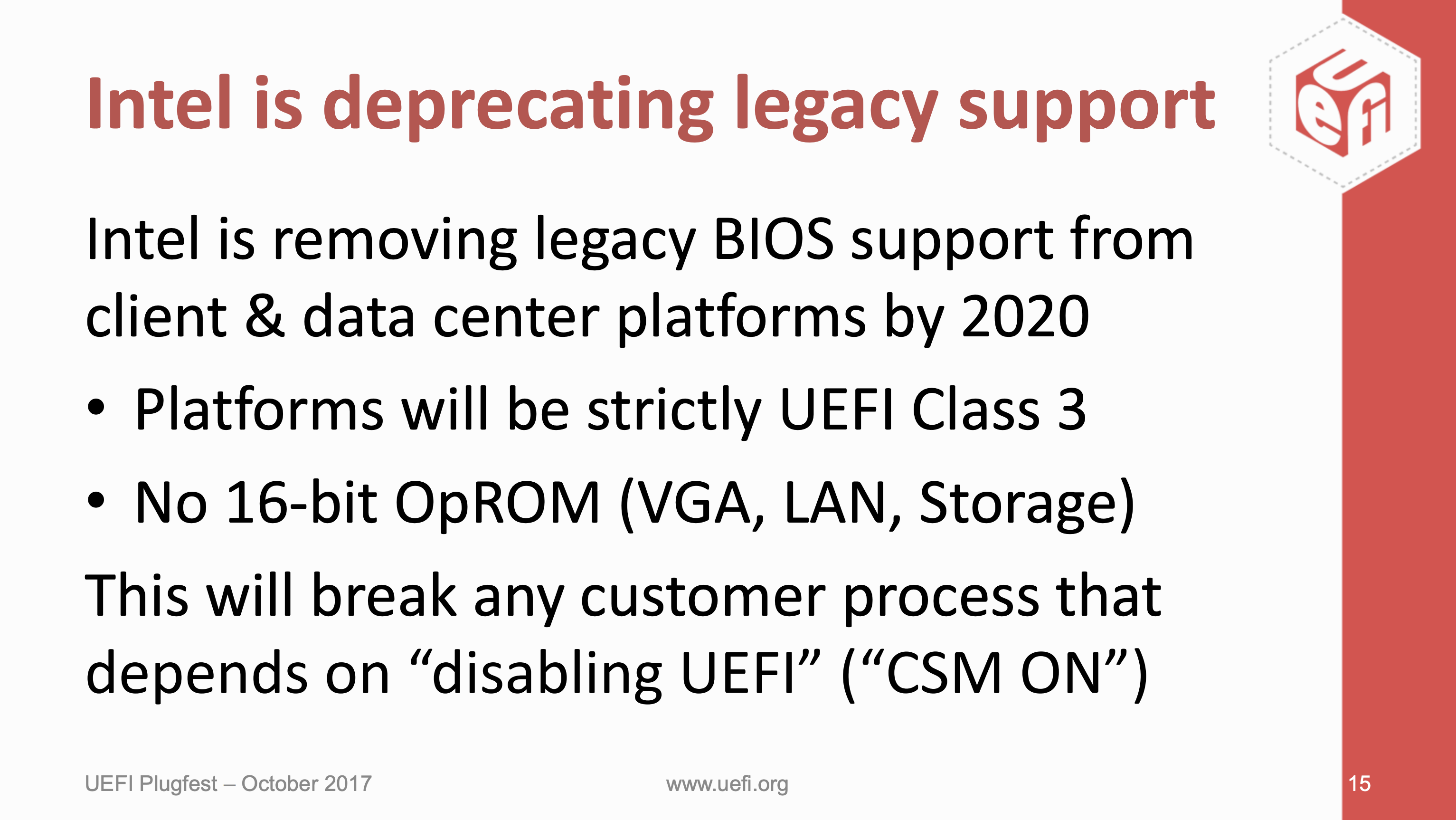 Intelは2020年までにLegacy BIOSのサポートを終了する予定